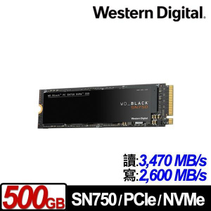 WD 黑標 SN750 500GB M.2 2280 PCIe SSD